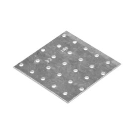 100mm x 100mm Galvanised Perforated Flat Plate Connector Joining Plates Metal Brace Brackets for Wood 2mm Thick Steel PP35 (Pack of 1)