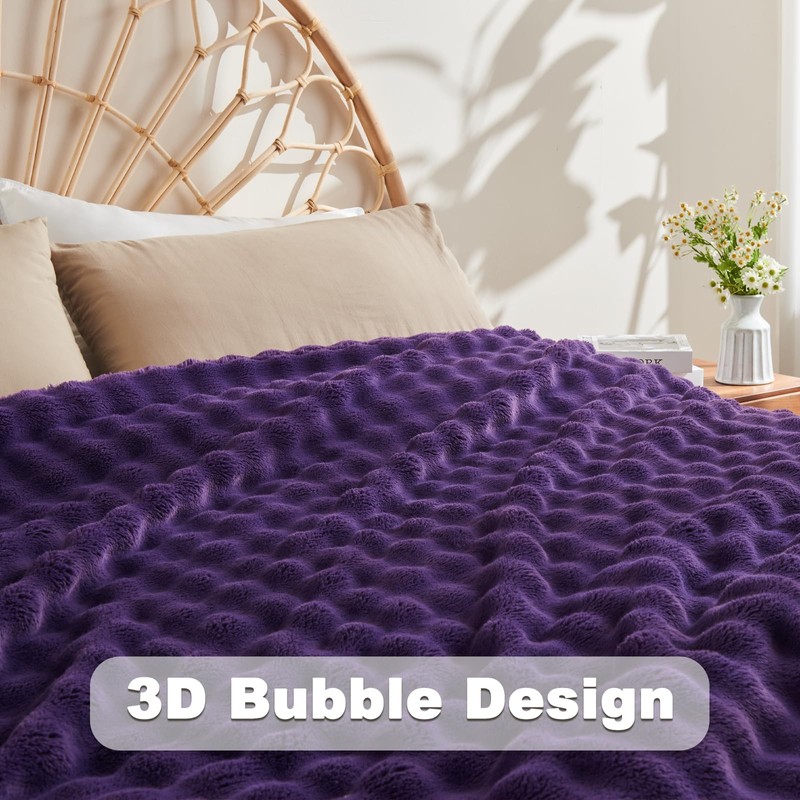 NEWCOSPLAY Queen Blanket for Couch Purple Super Soft Flannel Fleece