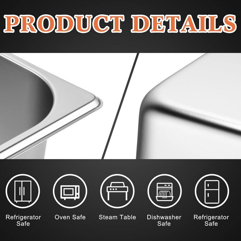Tioncy 2 Pack Full Size Hotel Pans with Perforated Steam