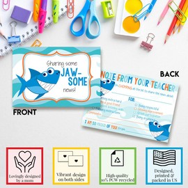 Amanda Creation Happy Mail! Shark Teacher Mail for Students – 30 4”x6” Fill In Postcards JAW-SOME News to Share Brag Cards Bulk Positive Notes to Send Home to Parents Mailbox Cute & Inspirational