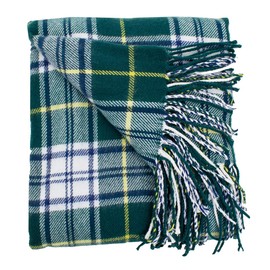 Fennco Styles Cozy Plaid Design Throw Blanket with Tassels - 50" W x 60" L (Green)