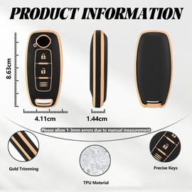 TOOMUME Key Case TPU Car Key Case Fits Nissan Qashqai J12 Juke F16 X Trail T33 Airya B6 B8 B9 Micra Altima Teana Murano Kicks, Key Cover Protection Key Case - Three Lines