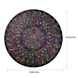 Bgraamiens Puzzle-The Indian Feather-1000 Pieces Round Puzzle Color Challenge Jigsaw Puzzles for Adults and Kids