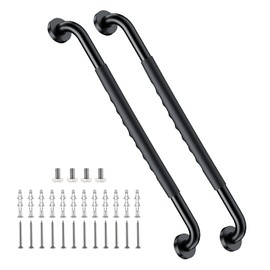 2 Pack 24 Inch Black Shower Grab Bar w/Anti Slip Rubber Grip,ZUEXT Stainless Steel Bath Grab Bar,Bathroom Balance Bar,Wall Mount Safety Handrail Support,Handicap Injury Elderly Senior Assist Handle
