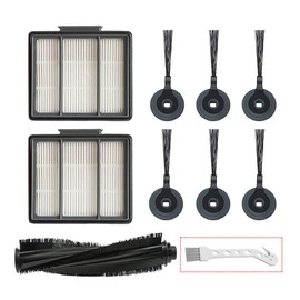 Lemige 10 Pack Replacement Filter Side Brush for Shark ION Robot Vacuum R85 RV850 S86 S87 S88 R71 R72 R75 RV761 RV771 RV871 AV751 AV752 AV753, 1 Main Brush & 2 Filters & 6 Side Brushes & 1 Clean Brush