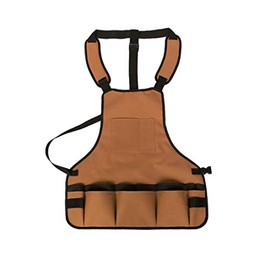 JBBERTH Utility Canvas Work Apron with 16 Pockets, Tool Apron, Cross-Back Straps Adjustable Size, 600D Oxford Cloth Heavy Duty Work Apron, Adjustable for Men and Women XS to XXL - brown