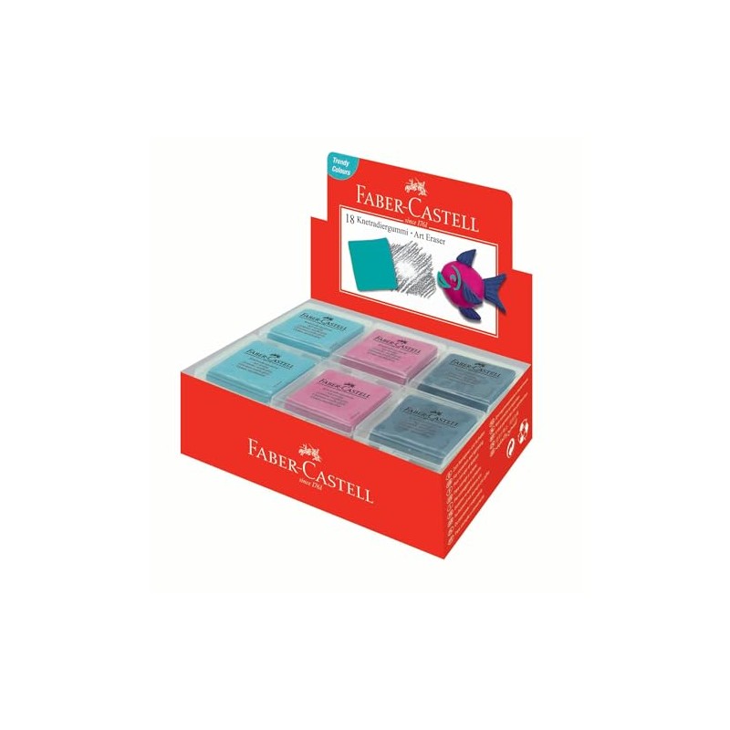 Faber Castell 127121 Kneading Rubber Eraser in Blackberry, Turquoise, Lemon
