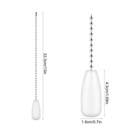 4pcs Ceiling Fan Pull Chain Extenders, 13 Inch Wooden Beaded Balls Light Pull Chain Extension Pendants for Ceiling Fan Cord Light Fixtures and Lamp Decor (White+Brown)