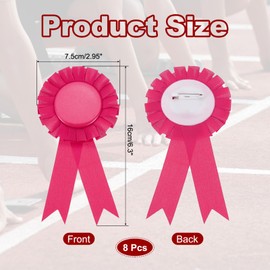 PATIKIL 8Pcs Blank Award Ribbon, 6" x 3" Participation Badge Ribbons for Competition Sports Event Classroom Prize 1st 2nd 3rd Place Medals, Light Red