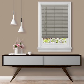 Cordless Room Darkening Plantation Blind - 31 Inch Width, 64 Inch Length, 2" Vinyl Slat Size - Grey - GII Madera Falsa Faux Wood, Light Filtering Horizontal Windows Blinds by Achim Home Decor