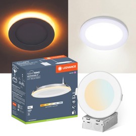 LEDVANCE 6" Night Ring Recessed Ceiling Downlight with Night Light, 12W, Recessed Lighting with 5 CCT (2700K/3000K/3500K/4000K/5000K), 1000 LMS, 90 CRI, Energy Star, Damp Rated - 1 Pack (65793)