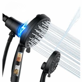 Magnetic Handheld Shower Head with Filter， High Pressure 10-Spray-Mode Detachable Shower Head with 60-Inch Hose, Powerful Hand Held Shower Head for Low Water Pressure（Matte Black）