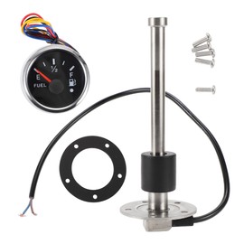 A ABSOPRO Fuel Sending Unit and Gauge Kit 6.89" Length Boat Fuel Sending Unit Marine Fuel Sender Unit Metal Silver Tone Black 1 Set 0-190 Ohm