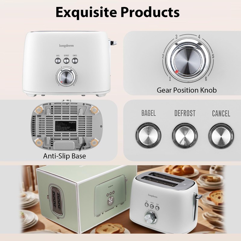 2 Slice Toaster - 1.5" Extra Wide Slots, Stainless Steel,