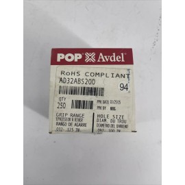 Avdel Pop Avdel AD32ABS200 Aluminum Blind Rivet 250 Count .097-.100"