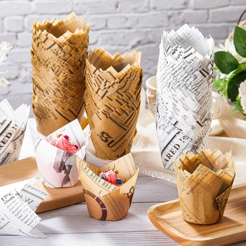 YJSPARKK 200 PCS Tulip Cupcake Liners,Premium Parchment Paper Greaseproof Muffin
