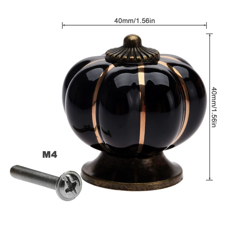 Mgoodoo 10 Pcs Black Ceramic Door Knobs for Cupboard Cupboard