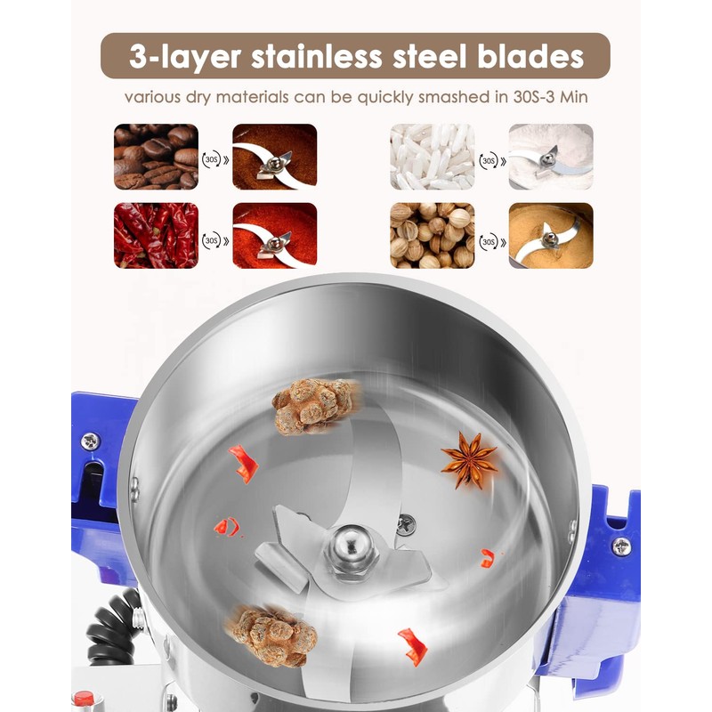 Moongiantgo 500g Grain Mill Grinder Electric High Speed Spice Grinder
