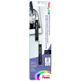 Pentel Arts Pocket Brush Refills, Black Ink 2-Pk Carded (FP10BP2A)