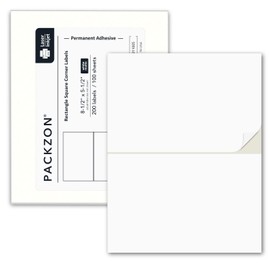 PACKZON PACKZON Shipping Labels with Self Adhesive, Square Corner, for Laser & Inkjet Printers, 8.5 x 5.5 Inches, White, Pack of 200 Label