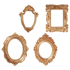 PRETYZOOM Home Décor 4Pcs Mini Vintage Photo Frame Miniature Gold Resin Frames Nail Art Photo Frame Baroque Picture Frame Wall Hanging Antique Photo Frame for Salon Home Decor Wedding Ornaments