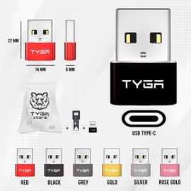 TYGA STORE USB Type C Female to USB Type A Male Adapter 2.0, Sync, Transfer, Charge, Plug & Play (1, Rose Gold)