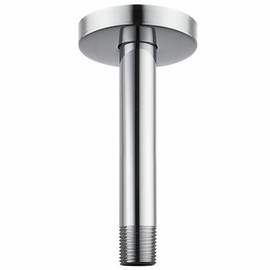 Voolan Flange Shower Arm, Ceiling Mounted Fixed Shower Pipe, Straight Replacement Arm for Bathroom Rainfall Shower, Universal Connector 1/2 NPT (15cm, Chrome)