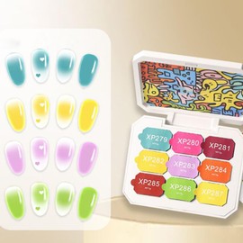 Gel Nail Paint - 9-Color Gel Nail Paint Palette for Women,Silky Gradient Cosmetics Fingernails Art for Dating Beach Salon Travel Commuting Home Gathering