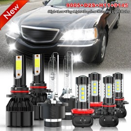 CHUSYYRAY For Acura RL 2004-2012 8x Front LED HID Headlights Hi/Lo & Fog Light & DRL Bulbs