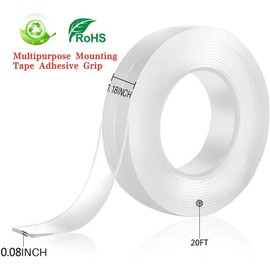 Double-Sided Tape Heavy-Duty Mounting Tape, Nano-Washable, Reusable Transparent Non-Marking Gel Tape, Removable Mounting Tape, Fixed Carpet, Cabinet, Metal, Tile and Industrial Tape (20feet)