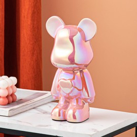 Yundu Ceramic Piggy Bank for Kids and Adults - Coin Bank for Girls and Boys - Pink Love Bear Decoration - Modern Decor for Preppy Rooms, Living Rooms, Offices - Gifts for Birthdays and Christmas.