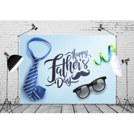 CORFOTO 6x4ft Happy Fathers Day Backdrop I Love Dad Backdrop Blue Background Glasses Necktie Father's Day Party Decorations Fathers Day Photo Studio Prop Family Prom Party Supplies Fabric