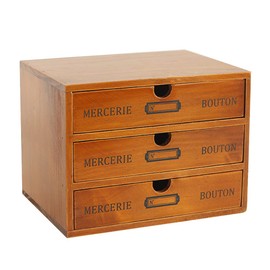 Willcome Wooden Storage Box with Drawers Portable Wooden Desktop Organizer for Home Office Counter Craft Decor