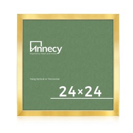 Annecy 24x24 Picture Frame Gold（1 Pack）, 24 x 24 Picture Frame for Wall Decoration, Classic Gold Minimalist Style Suitable for Decorating Houses, Offices, Hotels