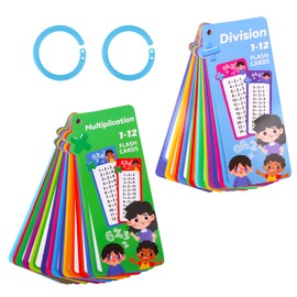 15 Pcs Addition Flash Cards and 15 Pcs Subtraction Flashcards,Math Facts Flashcards with 4 Dry Erase Pens 2 Rings,Maths Mnemonic Flash Cards Easy to Carry (Multiplication + Division Memory Cards)