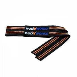 Bodyworks Lifting Straps - Power Lifting Straps - Colour: Black/Orange - Padded Lifting Aid Bodybuilding