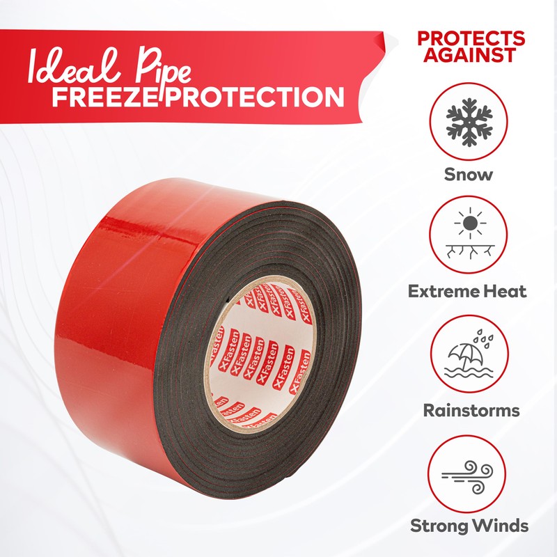 XFasten Foam Pipe Insulation Tape 3 Inch x 15 Feet