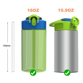 Replacement Straws Compatible with Zak Designs Kids 15.5 Oz Insulated Water Bottle-16 Oz Zak Kids Plastic Cups- Include 8 BPA-FREE Straws and 2 Straw Cleaning Brush
