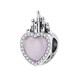 NINGAN I Love You Forever Charm Pendant 925 Sterling Silver Charm Bead for Chamilia and European Bracelets and Necklace, Cubic Zirconia, Cubic Zirconia