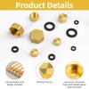 6 PCS Brass Pipe Caps with Rubber Gaskets - Hex