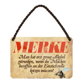 Funny Sign on the Theme of Alcohol and Drinking - Hanging Sign with Cord and Suction Cup - Funny Decorative Tin Sign for Cellar Bar Party Room Party Room Party Cellar Bar Counter - 18 x 12 cm