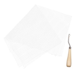 CORHAD Blanket Embroidery Kit 50cm Gridding Cloth Wood Handle for DIY Carpet Crochet Repair Project