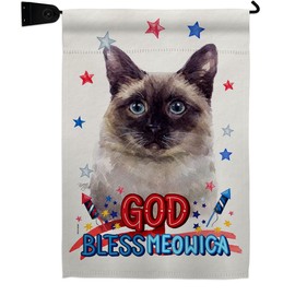 Breeze Decor Patriotic Siamese Garden Flag Set Mailbox Hanger Cat Kitten Meow Spoiled Paw Fur Pet Nature Farm Animal Creature House Banner Small Yard Gift Double-Sided, Made in USA