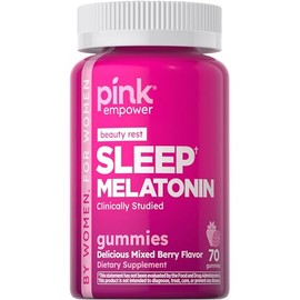 PINK Gomitas de melatonina de 10 mg | Potencia máxima | Sabor mixto de bayas | Suplemento vegano, sin OMG y sin gluten | Suplemento vegano, sin OMG y 