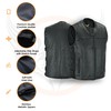 Leatherick Mens Warrior Style Leather Motorcycle Vest for Men with