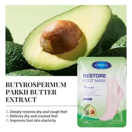 6 Hydrating Foot Mask Socks for Dry Cracked Feet, Restoring & Moisturising Socks with Avocado, Milk Niacinamide, Feet Masks for Women & Men Foot Care Cracked Heel Repair (6X Avocado)