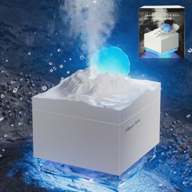 Humidificador en Forma de Caída Luna, con 2 Modos de Humidificación Silenciosa. Humidificador en Forma de Caída Luna con Luz Nocturna, Conexión USB, Función de Lámpara Luna 3D (Blanco)