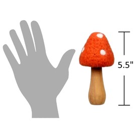 The Bridge Collection 5.5" Wool Mushroom Figurines - Set of 3 - Vintage Mushrooms for Home Decor - Set of Mushrooms for Hippy, Retro, Vintage Decor