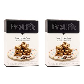 PROTIFIT - High Protein Mocha Wafer Bar 2 Pack, 15g Protein, Low Calorie, Low Carb, Low Fat, Trans Fat Free, Cholesterol Free, Ideal Protein Compatible, 5 Servings Per Box, (2 Pack)