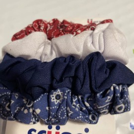 scünci 4 pc pack lot Scunci Hair Accessory, Red White & Blue Scrunchies 12512 PATRIOTIC